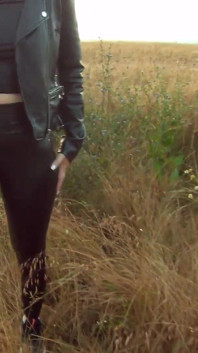 Quick Outdoor Fun Ends with a Big Cumshot on My Leather Top