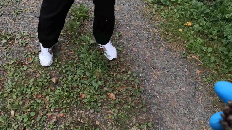 Bouncy Tits Action: Punishment Walk - Stuffing Her Bra and Panties in the Woods