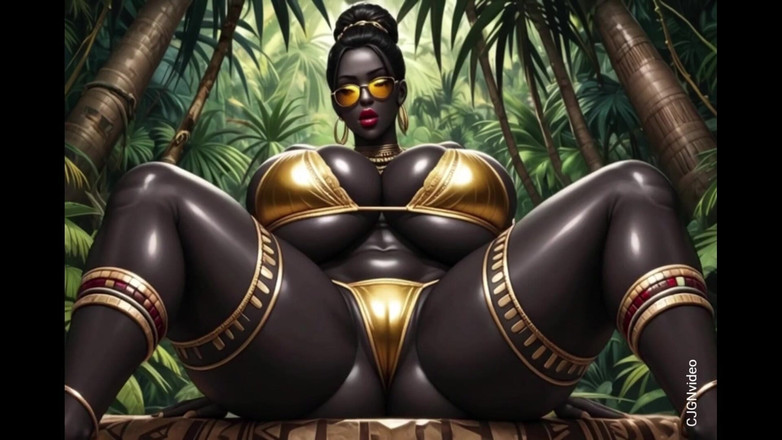 Hot girl dancing: Afrikalı kadın müzikle ormanda seksi poz veriyor (ai animasyon)