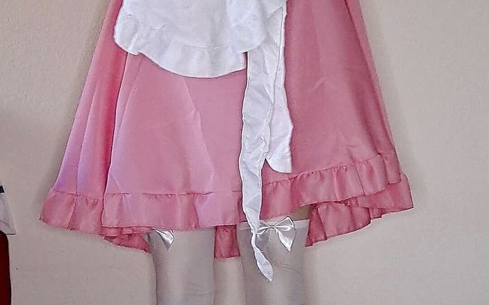 Fully Zentai Studio: Růžový spandex služka oblékání