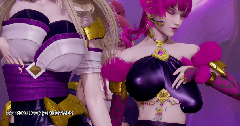 3D-Hentai Games: Black Pink - Como você gosta desse striptease, Ahri, Akali, Evelynn,...