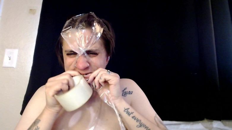 Abby Anna: Self Tape Bondage Breath Play Struggle Fearful Panic Nose Lips