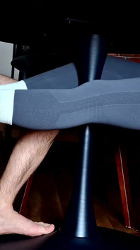 Sockjob Under the Table with Huge Cum in Panties