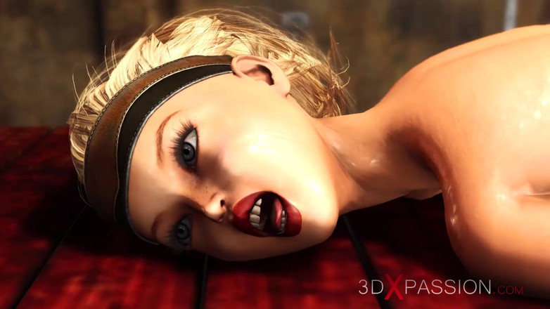 3dxpassion: 쩌는 하드코어 섹시한 금발 노예와 섹스하는 뚱뚱한 남자