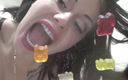 Goddess Misha Goldy: Consuming gummies from the glass! Vore!