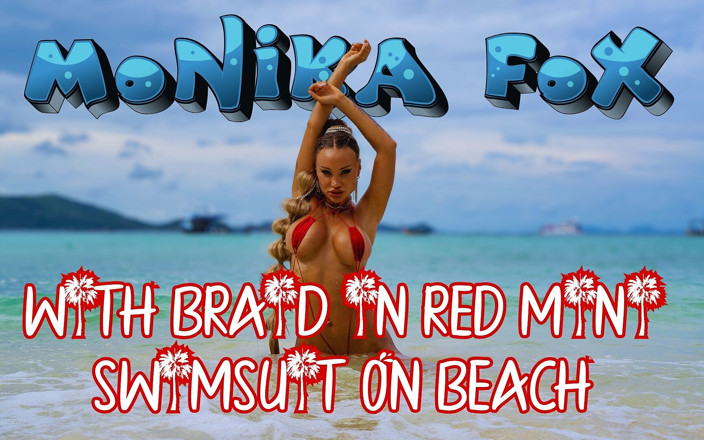 Monika Fox: Hot Monika Fox with Braid in Red Mini Swimsuit on...