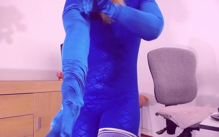 Nylon fetish 4u: Time to Put Some Soft Shiny Blue Gloves on and...