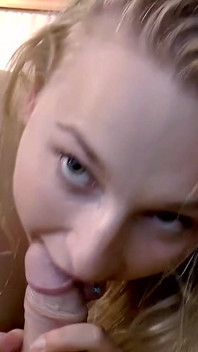 Hot young blonde gets fucked by stranger's massive cock and sucks