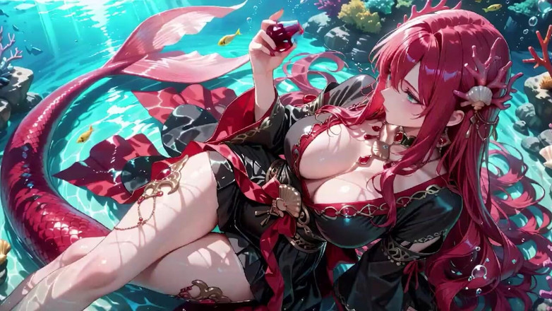 Tay Swift X: Forbidden Feast in the Underwater Palace, Black and Red Kimono...