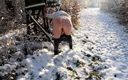 Bouncy Tits Action: Snaowballs and Spanking on Her Naked Ass Outdoors