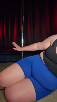 BBW Tries New Pole Dancing Floor Moves Sexy Striptease, Wet Pussy Play with Asshole Tease in 2 Outfits