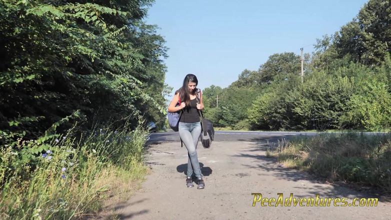 Pee Adventures: Waiting for her boyfriend with her bladder full