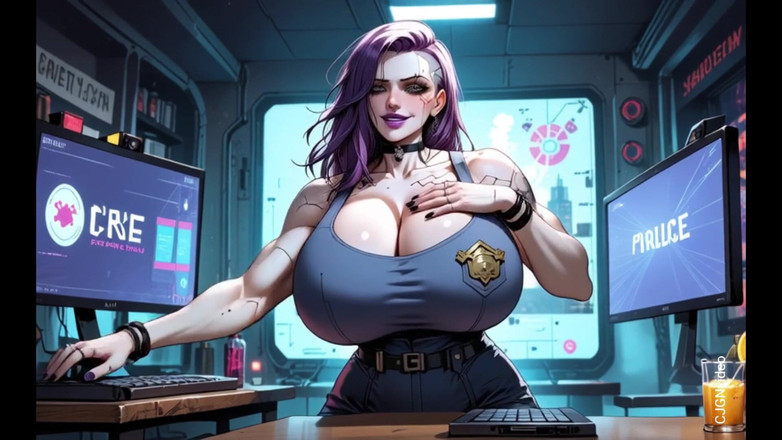 Hot girl dancing: Cyberpunk-meisje uitkleden in kantoor (ai-animatie)