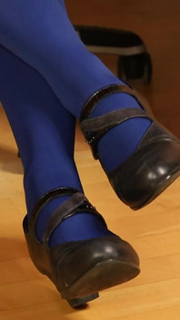 Blue Tights, Mary Jane Heels & Shoeplay Fetish Tease