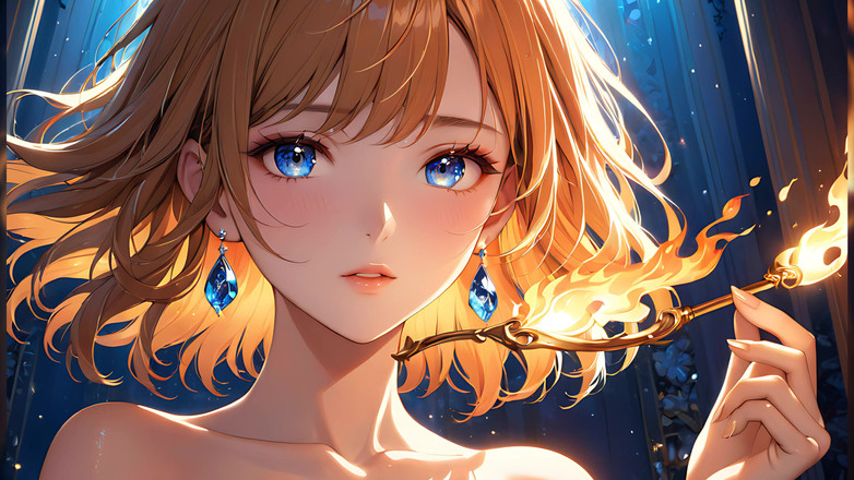 LustRender: Glödkyss: en vacker ung kvinna som lyser av en liten...