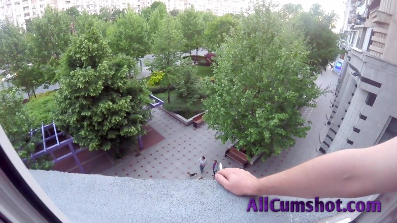 All Cumshot: He smokes and relaxes on the balcony while she on...
