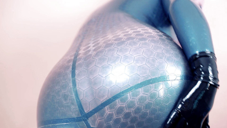 Arya Grander: 라텍스 고무 고양이수트를 입고 페티쉬를 괴롭히다