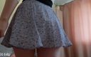 Estie: Petite Teen Riding in Skirt Gets Accidentally Creampied