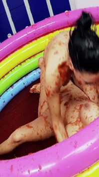 Pool Pussies Scene-4 Brunette Lesbians with Big Tits Having Sex Together in a Jelly Pool