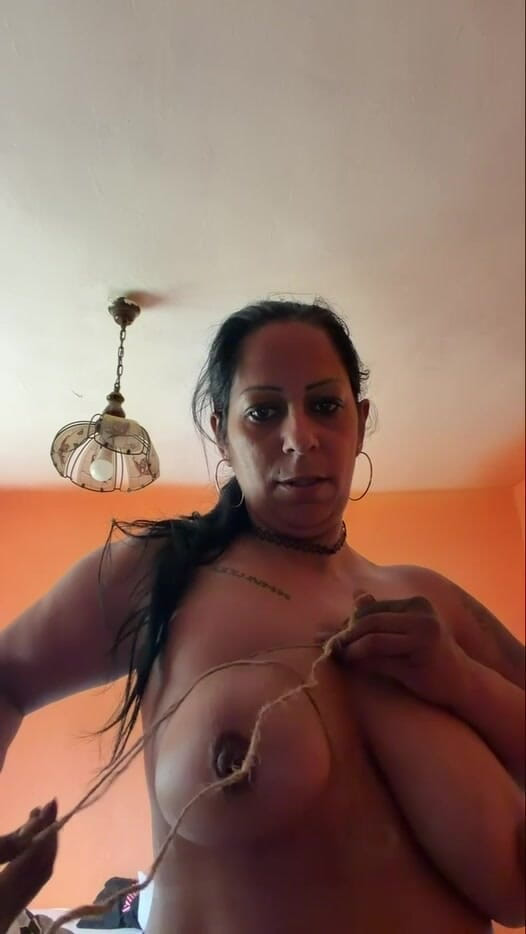 Wildfarmbabe: Rope Bound Tits Get Wooden Spoon Spanking
