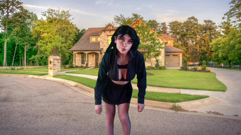 Kitty_Cross: 555 Femboy Outdoor Pretty Gothic Traveller in Front of Sweet...
