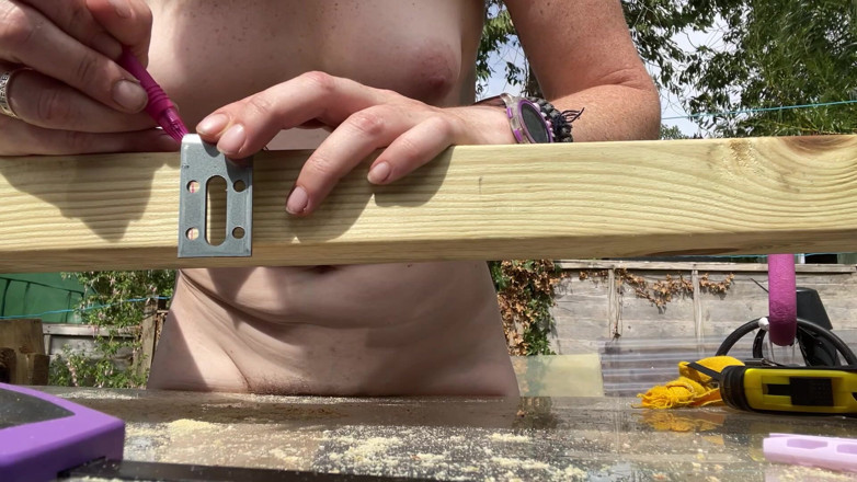 MistressWriggler: Naked Woodworking in My Shared Access, Very Overlooked Garden That 5...