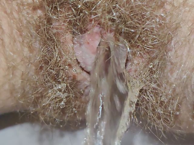 Slow Motion Hairy Pussy Pee Close up (Real fun & fetish)