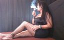 Abby Anna: Fishnet Pantyhose Lbd Smoking