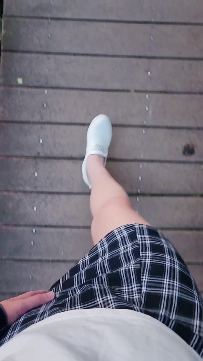 Taiwancdgirl: Shemale Ting Xuan's Outdoor Outfit Features White Lace Panties, Giving...