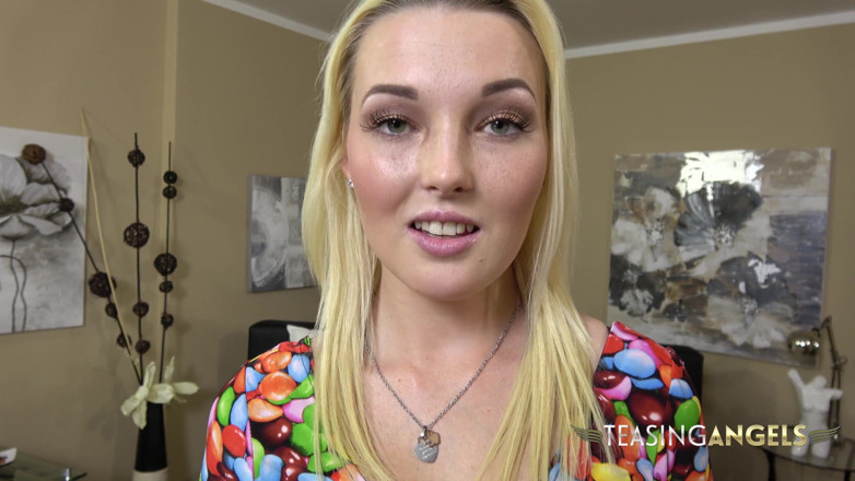 Teasing Angels: Sexy blonde shows what shed love to do with your...