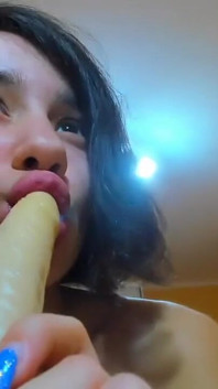 Busty Hot Brunette Myla_angel Sucks and Fucks Huge Dildo!