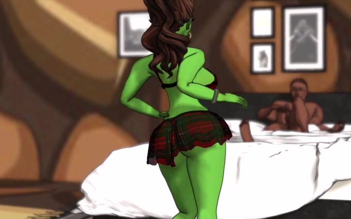 Back Alley Toonz: Зеленый большой попкой инопланетянин выходит из портал для секса с большим черным членом - Ai Powered закадровый голос