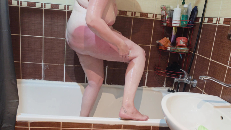 HNC Productions: My Chubby Wife with Big Natural Tits Takes a Shower...