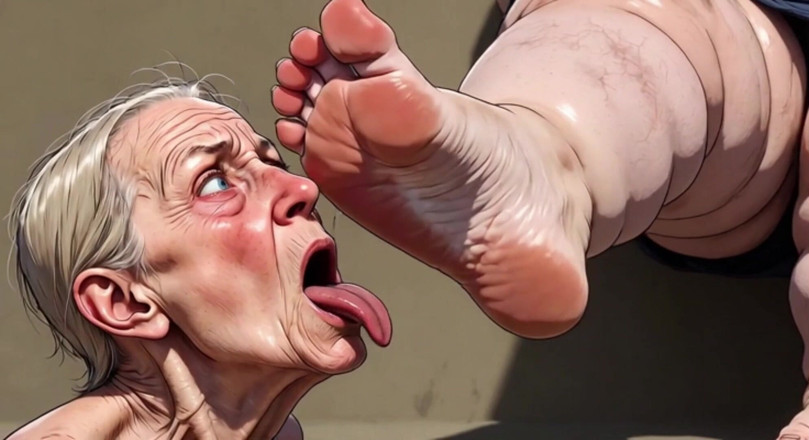 YOUR BEST FANTASY: Old Granny Sucking Fat BBW Feet - Extremely Horny Foot Worship