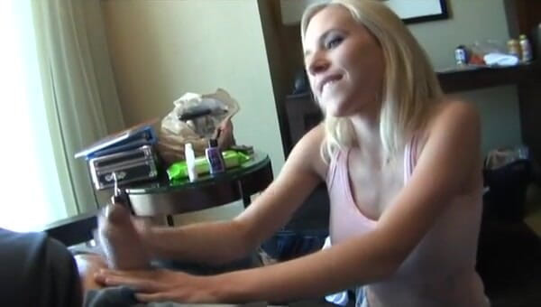 Femdom Sex: Blonde teen shows you how to give a handjob