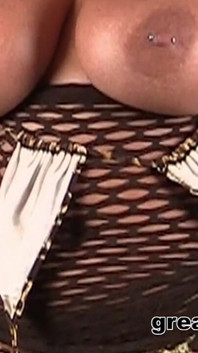 Curvy Milf Kristine Swank exposes her big tits and big ass in a sexy string bikini