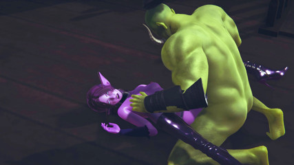 Waifu club 3D: Elf gets pussy creampie from big orc