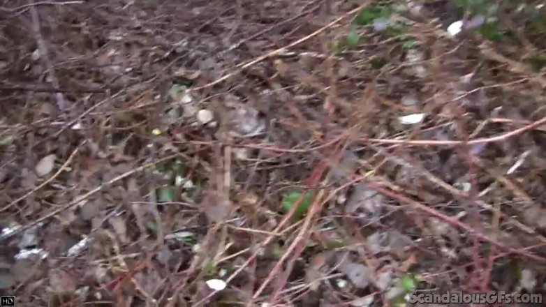 Scandalous GFs: Sexy horny babe sucks bf's cock outdoors