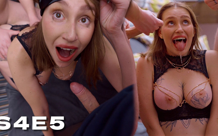 KissCat: S4e5: पत्नी के जन्मदिन का सरप्राइज देखने का बिंदु वाली तीन लोगों की चुदाई में बदल जाता है-कूरियर दोहरी चुदाई और चेहरे पर वीर्य की बौछार के लिए शामिल होता है!