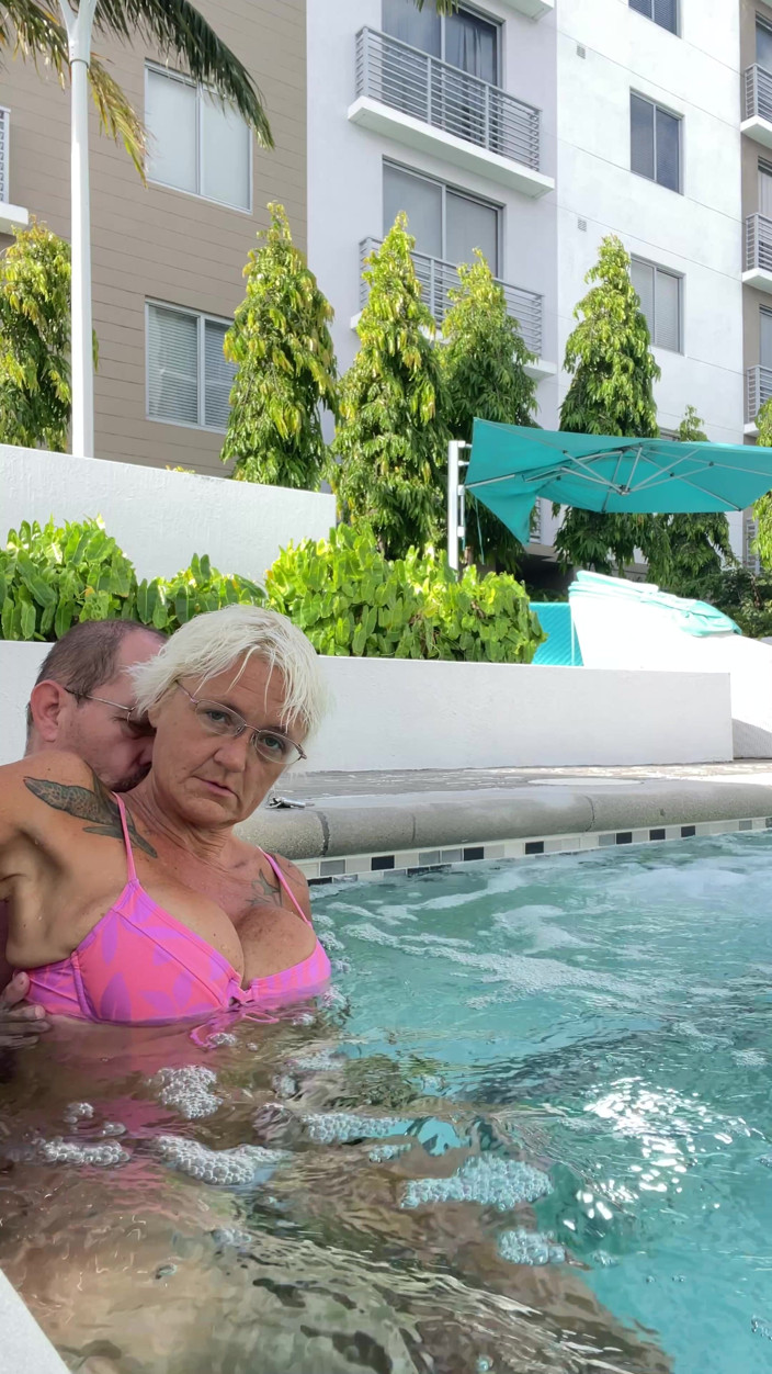 Greek Goddess Steph: Getting Frisky in the Hot Tub. Boob Play