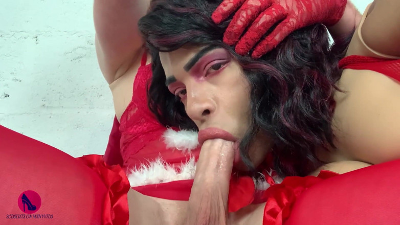 2CD Sluts: Crossdresser hard fucked and facialized
