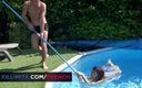 French girls at work: Anal tentation in the garden