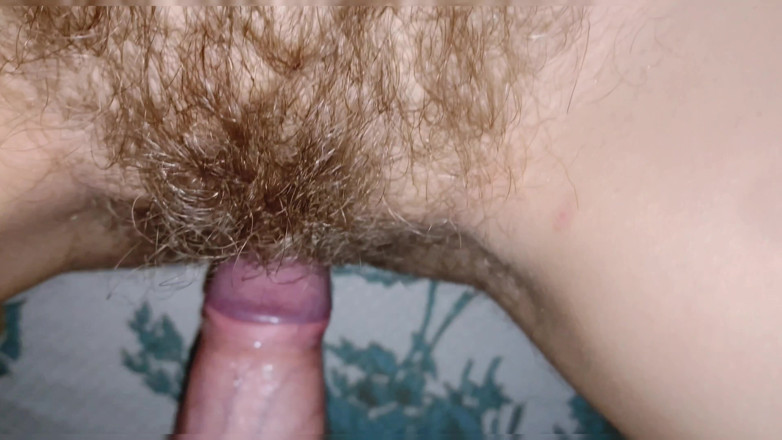 Hairy couple: Extreme close up hairy pussy fucking