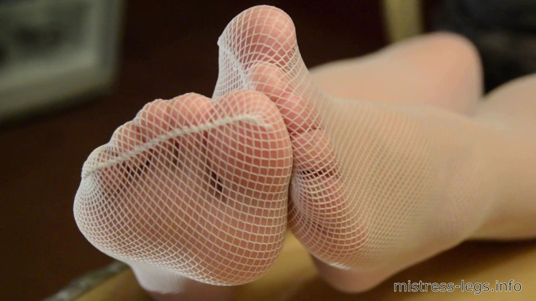 Mistress Legs: Sexy legs in white fishnet stockings