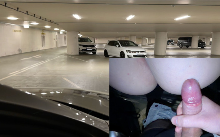 SlipCouple: Risky Car Sex in Public Parking Garage - Started with Handjob,...