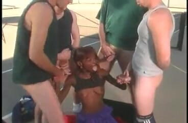 Perfect Porno: Cute ebony babysitter gets double penetrated by two white dicks