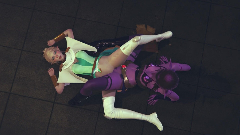 Waifu club 3D: Peri terang dan peri gelap tribbing dan mani muasin