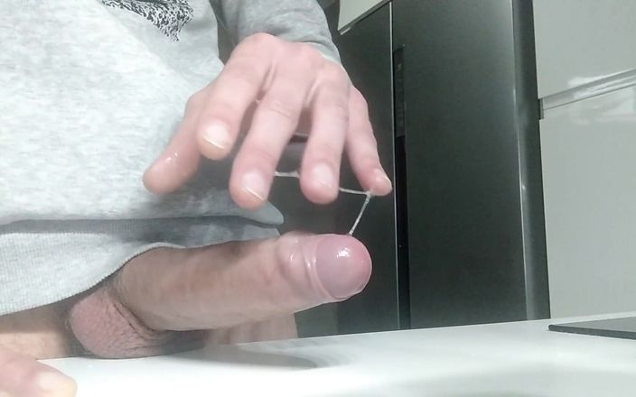 Arg B dick: Huge Cock Unloads Cumshot after 1 Week, Plays with Thick Cum