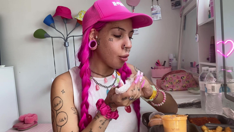 Nali Marie: Spicy Food Mukbang Overeating Facestuffing Petite Girl Eating Hot Food...