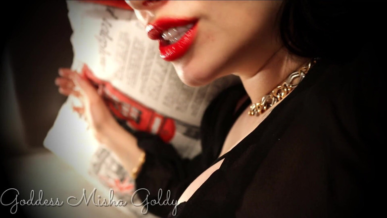 Goddess Misha Goldy: Enjoy the beauty of red juicy lips and the look...